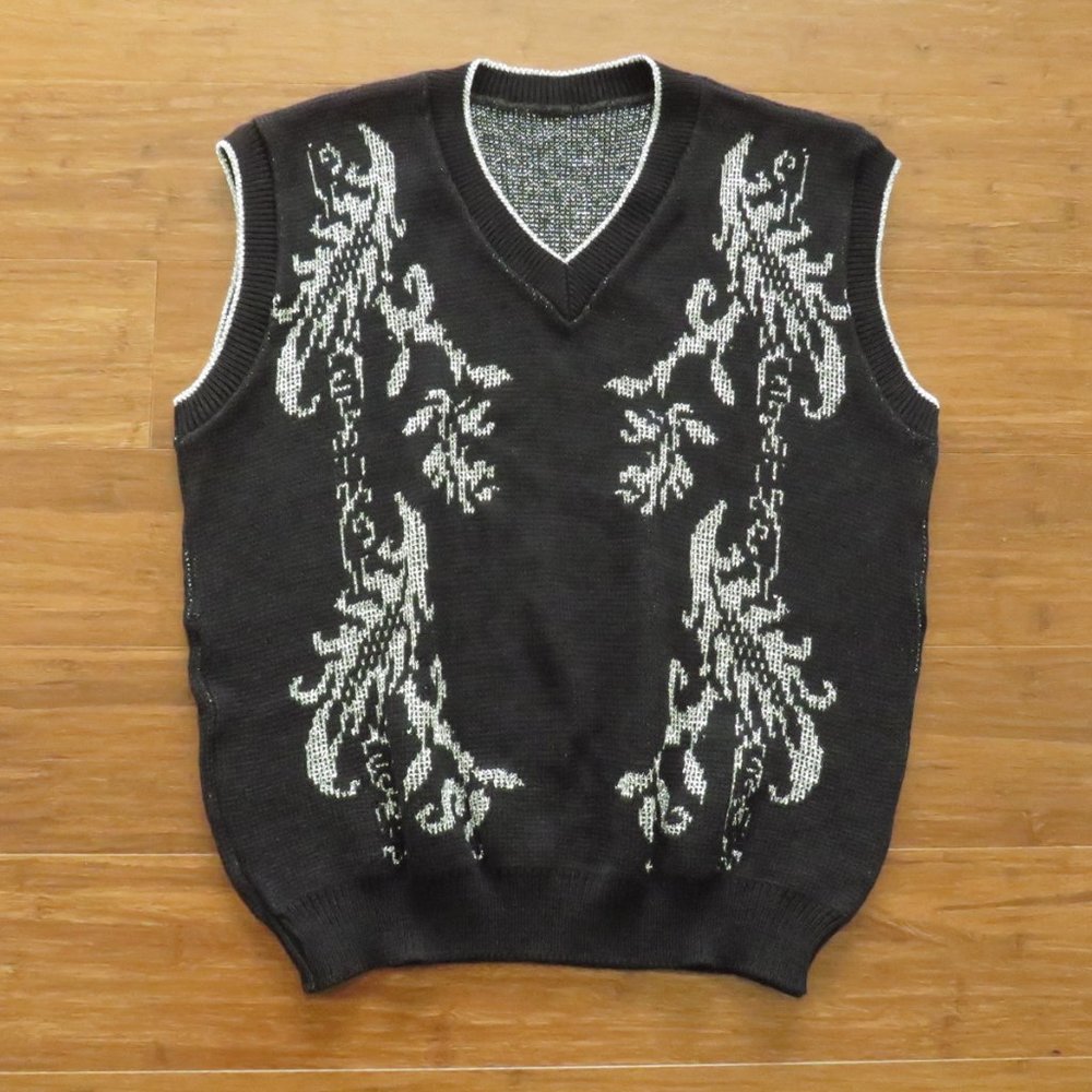 Womens 1980s Metallic Sweater Vest Retro Vintage Size Medium 40 Bust